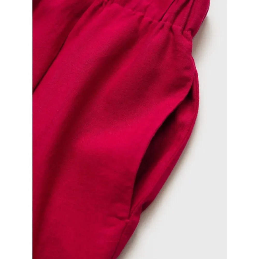 Mango Co-Ord Linen Set Flowy Pants and Blouse New
